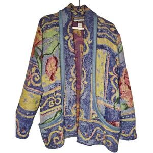 VTG 90s Its Outta the Bag Unge Potch Ket Floral Tapestry Women's Large Jacket